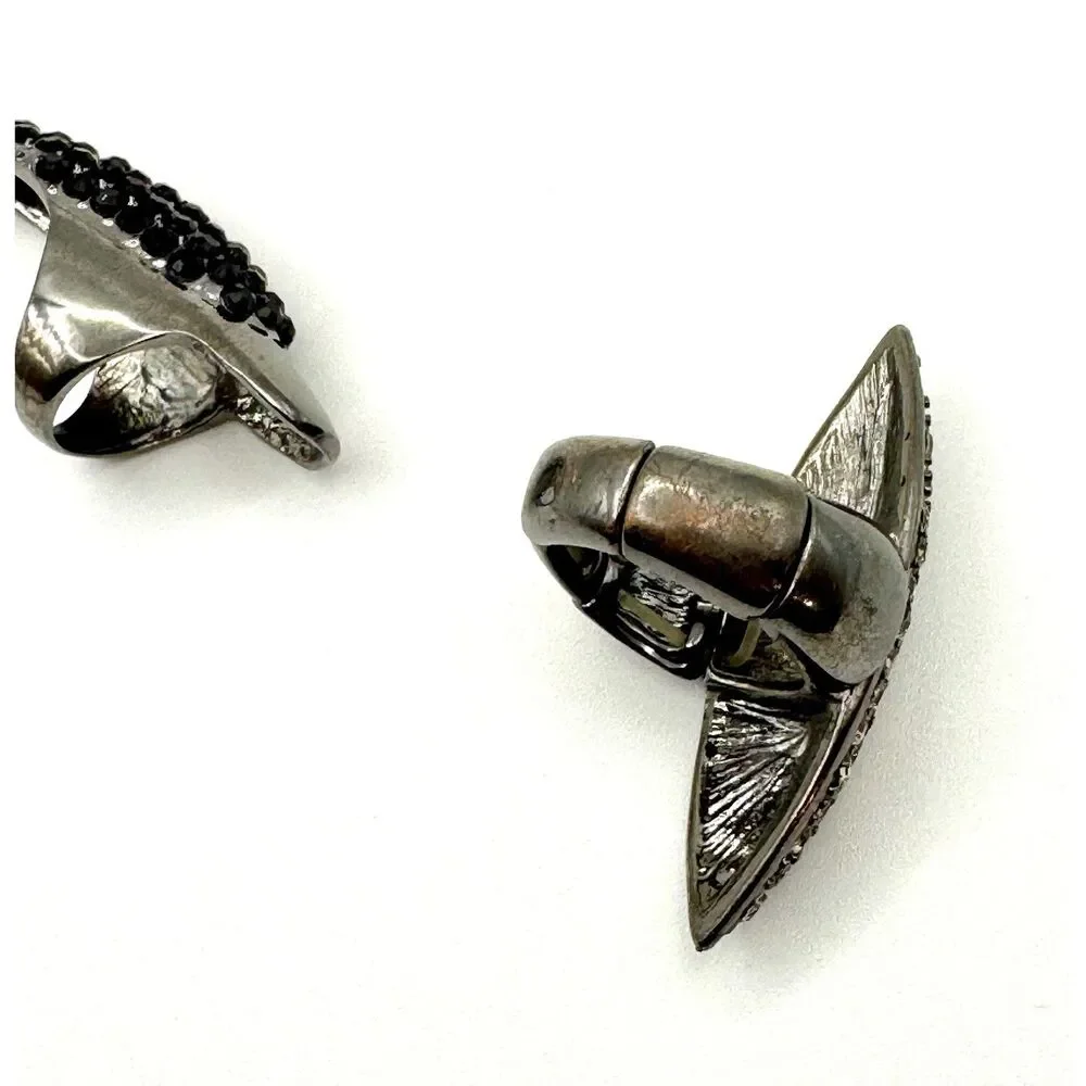 Gothic Rhinestone Rings 1 Stretch Elastic 1 Nail Finger Tip Goth Costume Jewelry